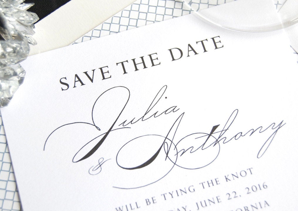 The Parker Palm Springs Destination Wedding Hand Drawn Skyline Save the Date Cards (set of 25 cards and white envelopes)