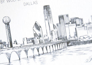 Dallas View with Bridge Skyline Weddings Rehearsal Dinner Invitations (set of 25 cards)