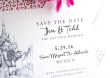 Load image into Gallery viewer, San Miguel, Mexico Skyline Destination Wedding Save the Date Cards (set of 25 cards)
