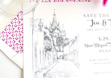 Load image into Gallery viewer, San Miguel, Mexico Skyline Destination Wedding Save the Date Cards (set of 25 cards)
