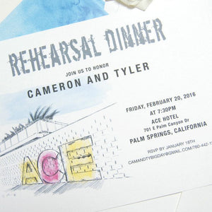 Ace Hotel Palm Springs Rehearsal Dinner Invitations (set of 25 cards)