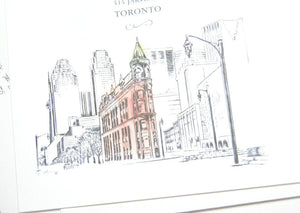 Toronto Flatiron Building Watercolor Skyline Rehearsal Dinner Invitations (set of 25 cards)
