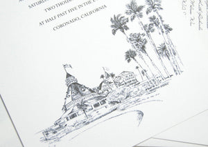 Hotel Del Coronado, San Diego Wedding Invitations, The Del, Destination Wedding, Coronado Wedding ( 10 Invitations, RSVP Cards + Envelopes)