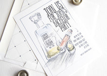 Load image into Gallery viewer, Bachelor Party Invitations Tequila and Cigar Watercolor , Birthday Party (set of 25 cards and white envelopes)
