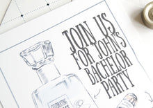 Load image into Gallery viewer, Bachelor Party Invitations Tequila and Cigar Watercolor , Birthday Party (set of 25 cards and white envelopes)
