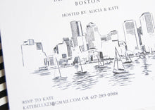 Load image into Gallery viewer, Boston Skyline Hand Drawn Bachelorette Party Invitations (set of 25 cards)
