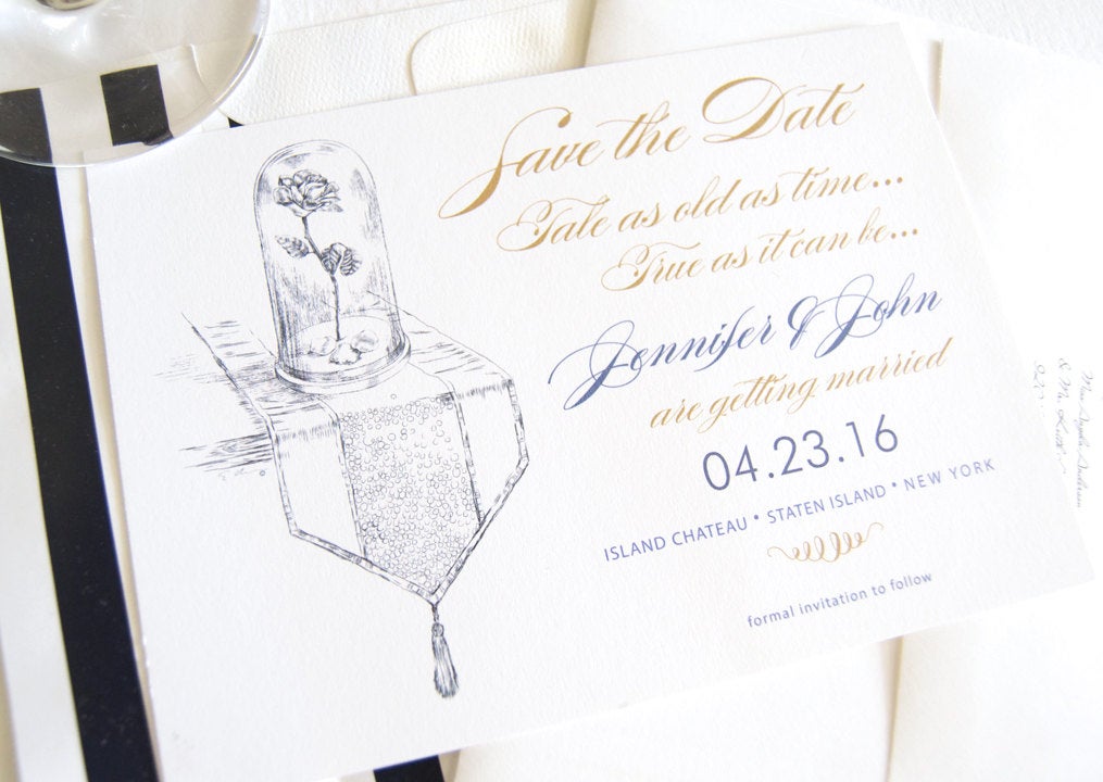 Beauty and the Beast Fairytale Wedding, Disney Wedding Save the Date Cards (set of 25 cards)