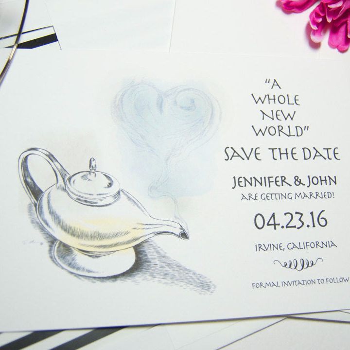 Aladdin Fairytale Wedding, Disney Inspired Save the Date Cards (set of 25 cards)