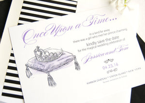 Fairytale Wedding, Cinderella Tiara, Princess, Disney Wedding Save the Date Cards (set of 25 cards)