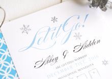 Load image into Gallery viewer, Frozen Wedding Invitations, Snowflake, Winter Theme, Disney Inspired Fairytale Save the Date Cards (set of 25 cards)
