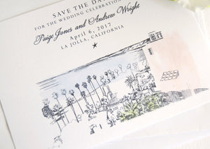 La Jolla Skyline Watercolor Save the Dates (set of 25 cards)