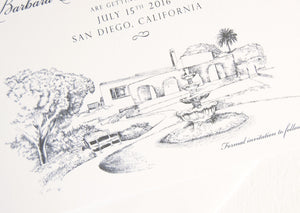 Thursday Club, San Diego, Ocean Beach Hand Drawn Save the Date Cards (set of 25 cards)