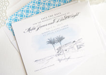 Load image into Gallery viewer, Scripps Seaside Forum, La Jolla, San Diego Skyline Hand Drawn Save the Date Cards (set of 25 cards)
