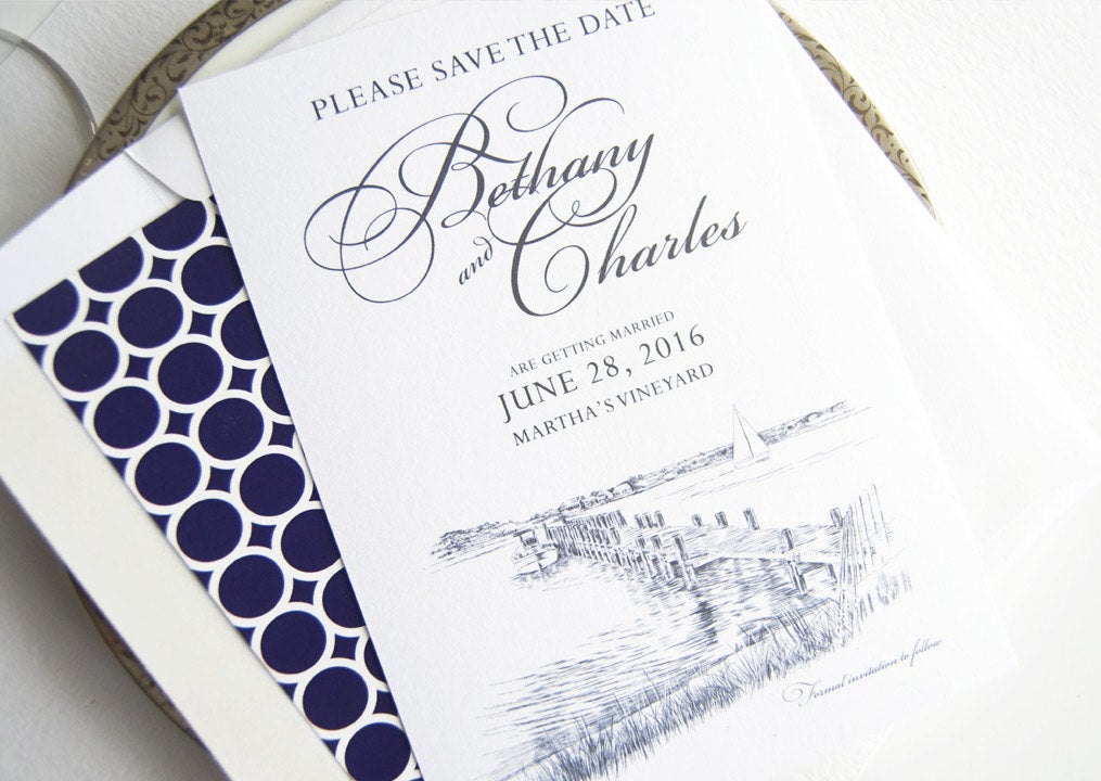 Martha's Vineyard Skyline Save the Dates (set of 25 cards)