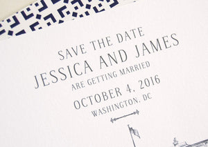 Washington DC Skyline, White House Wedding Save the Dates (set of 25 cards)