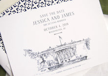 Load image into Gallery viewer, Washington DC Skyline, White House Wedding Save the Dates (set of 25 cards)

