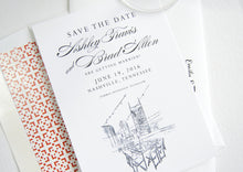 Load image into Gallery viewer, Nashville Skyline, Aerial Rooftop, Tennessee Save the Dates (set of 25 cards)
