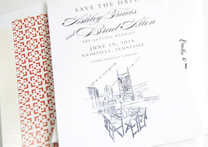 Nashville Skyline, Aerial Rooftop, Tennessee Save the Dates (set of 25 cards)