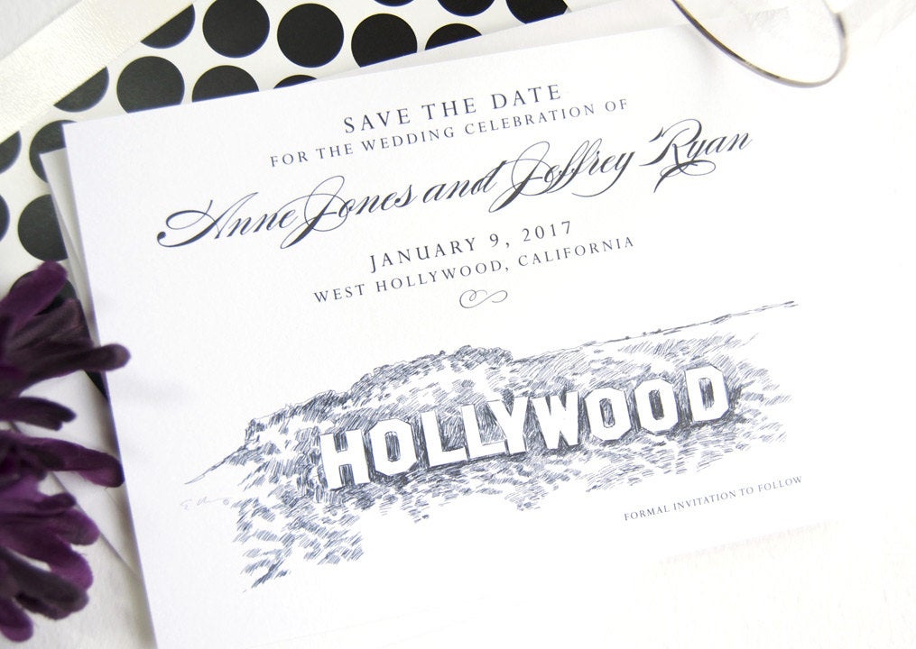 Hollywood Sign Skyline Save the Dates (set of 25 cards)