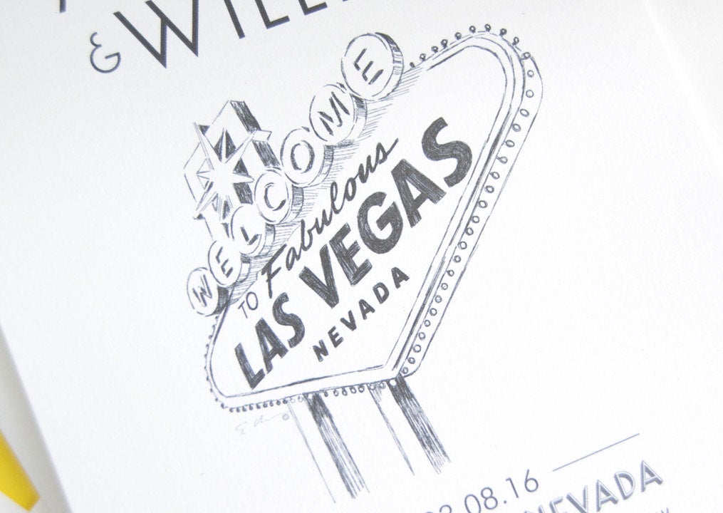 Las Vegas Sign Skyline Save the Date Cards (set of 25 cards)