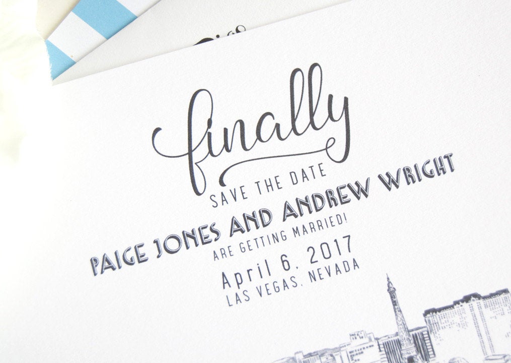 Las Vegas Skyline Destination Wedding Save the Date Cards (set of 25 cards)