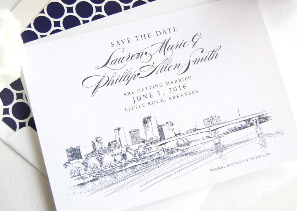 Little Rock Skyline, Arkansas Save the Dates (set of 25 cards)