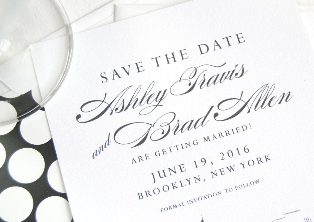 Brooklyn Bridge Skyline Save the Date Cards (set of 25 cards)