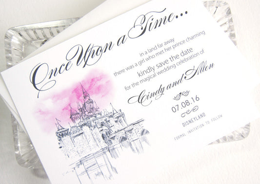 Disneyland Castle Save the Dates, Save the Date Fairytale Wedding, Cinderella's Castle, Disney Wedding Save the Date Cards (set of 25 cards)