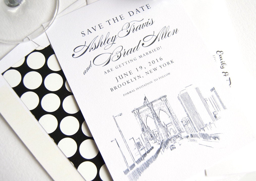Brooklyn Bridge Skyline Save the Date Cards (set of 25 cards)