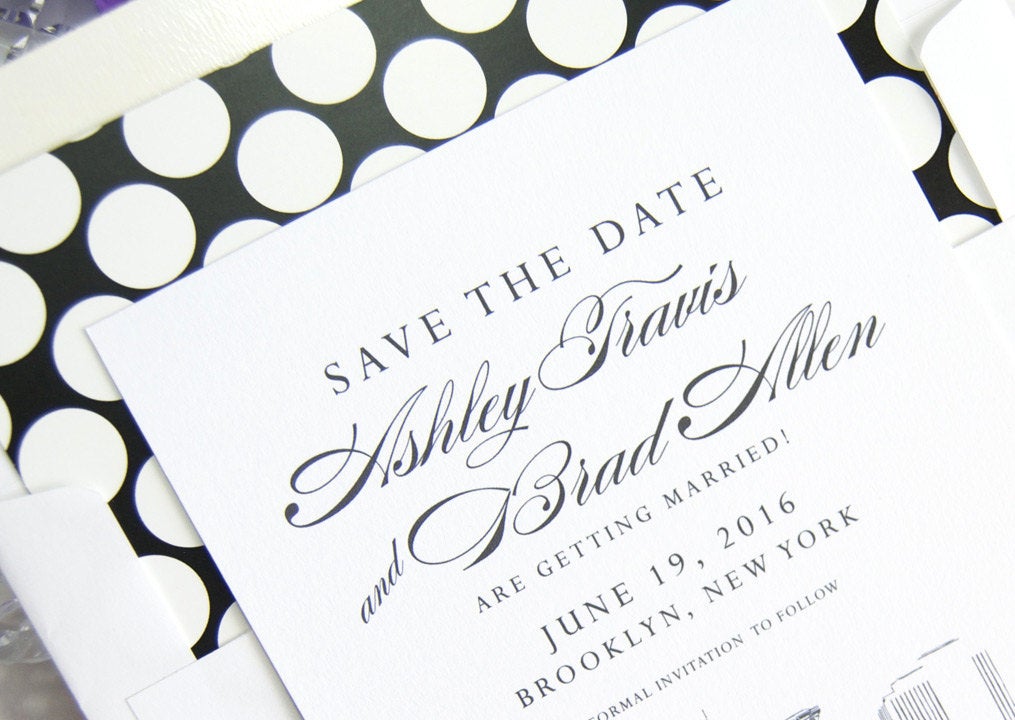 Brooklyn Bridge Skyline Save the Date Cards (set of 25 cards)