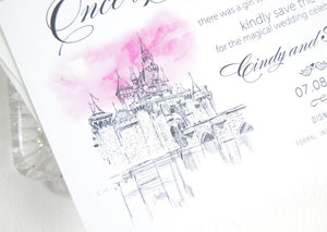 Disneyland Castle Save the Dates, Save the Date Fairytale Wedding, Cinderella's Castle, Disney Wedding Save the Date Cards (set of 25 cards)