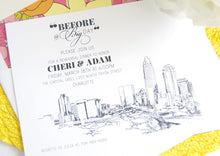 Load image into Gallery viewer, Charlotte Skyline Rehearsal Dinner Invitations (set of 25 cards)
