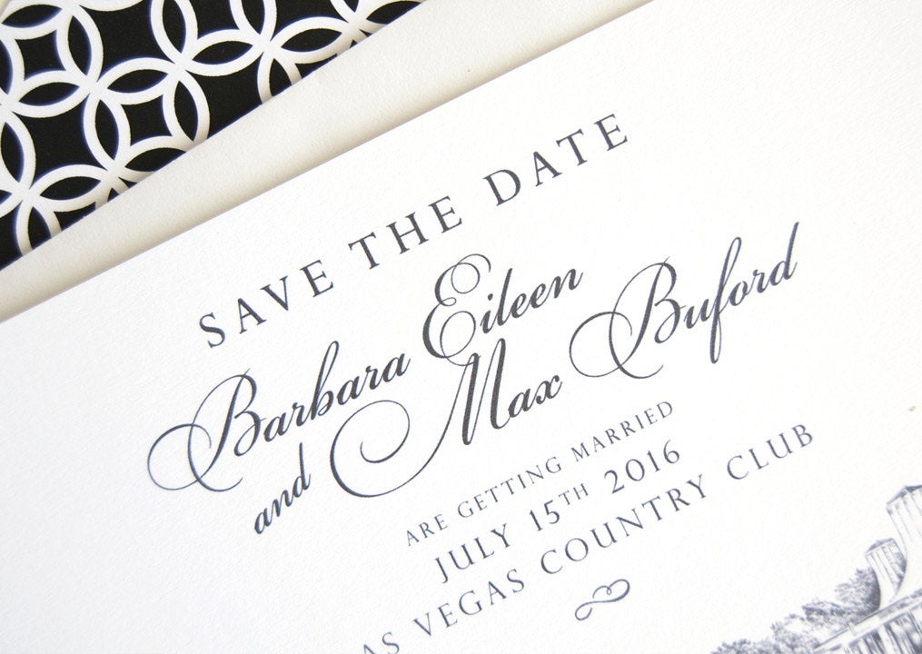 Las Vegas Country Club Wedding Save the Date Cards, Save the Dates (set of 25 cards)