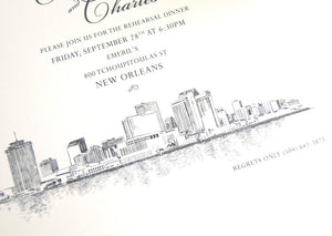 New Orleans Skyline Rehearsal Dinner Invitations (set of 25 cards)