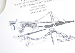 San Francisco Skyline Rehearsal Dinner Invitations (set of 25 cards)