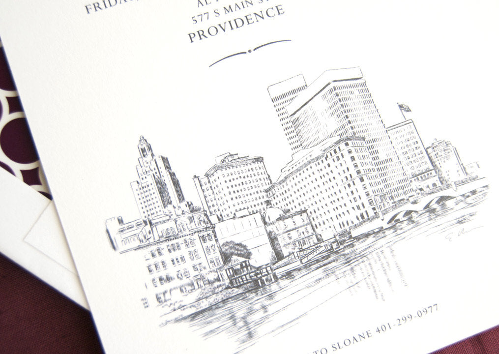 Providence Skyline Rehearsal Dinner Invitations (set of 25 cards)