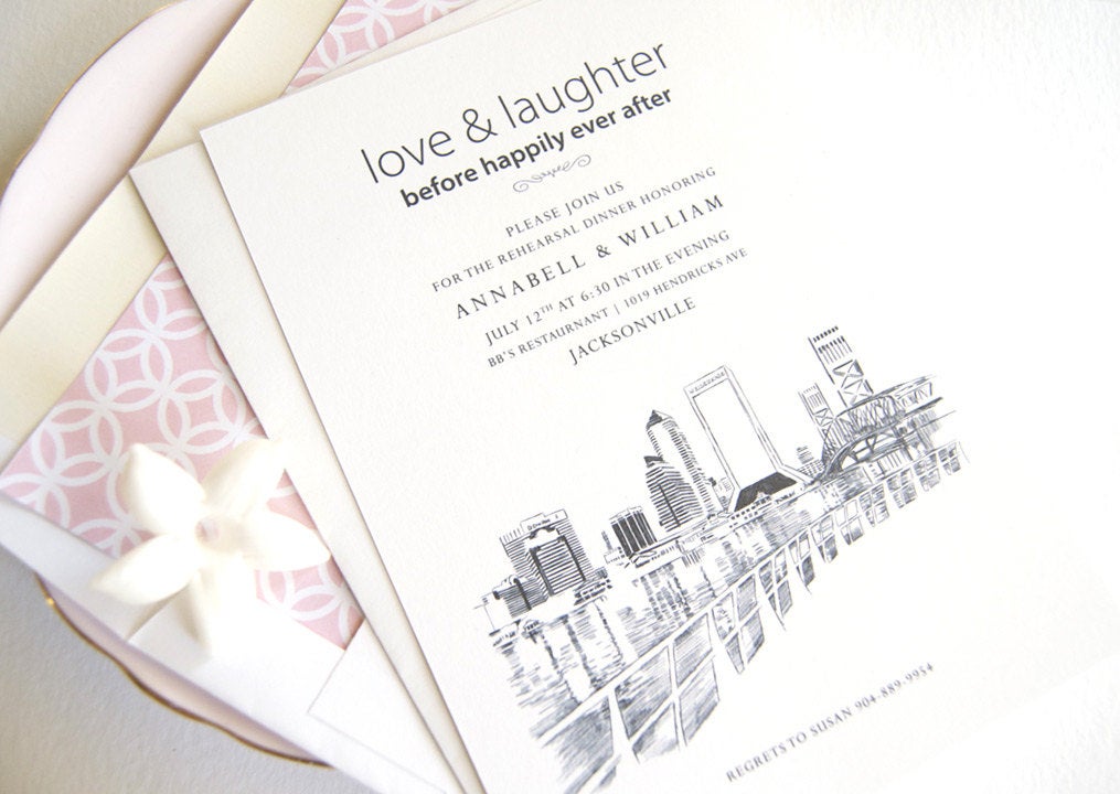 Jacksonville Skyline Rehearsal Dinner Invitations (set of 25 cards)