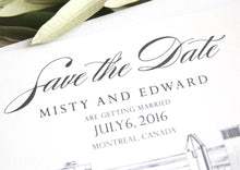 Load image into Gallery viewer, Montreal Skyline Wedding Save the Date Cards (set of 25 cards)

