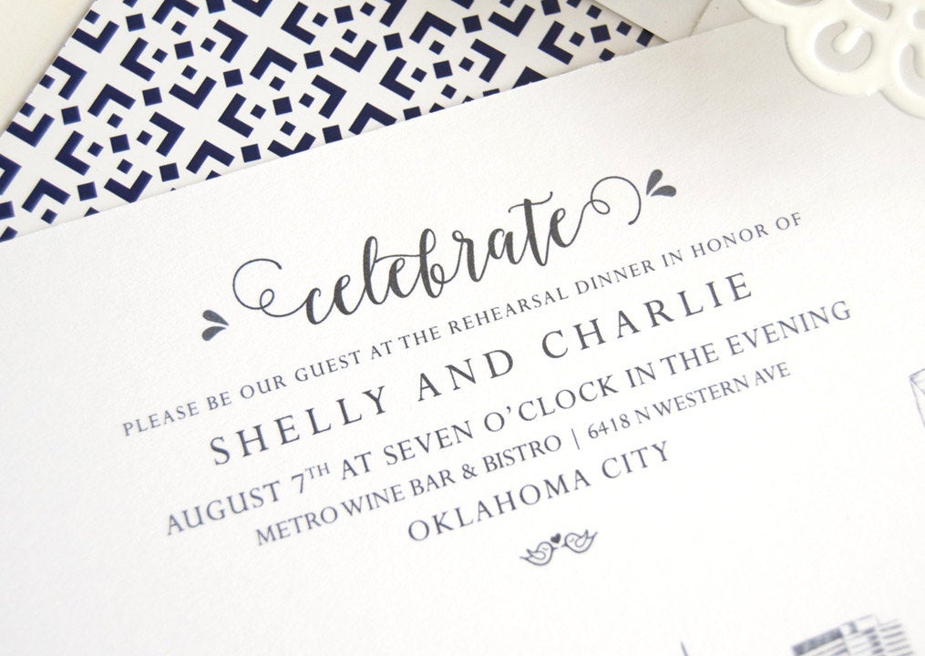 Oklahoma City Skyline Weddings Rehearsal Dinner Invitations (set of 25 cards)