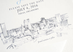 Tulsa Skyline Save the Date Cards (set of 25 cards and white envelopes)