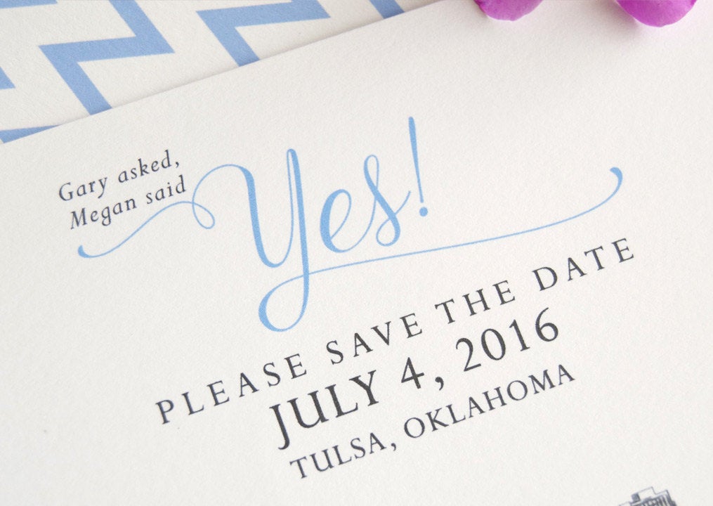 Tulsa Skyline Save the Date Cards (set of 25 cards and white envelopes)