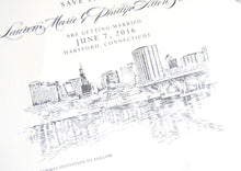 Load image into Gallery viewer, Hartford, Conneticut Skyline Save the Date Cards (set of 25 cards and white envelopes)
