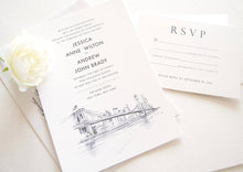 Load image into Gallery viewer, New York City Skyline Wedding Invitation, New York Wedding, NYC Wedding (Sold in Sets of 10 Invitations, RSVP Cards + Envelopes)
