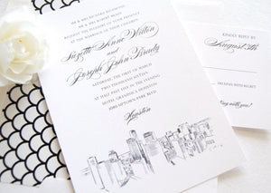 Houston Skyline Wedding Invitations Package (Sold in Sets of 10 Invitations, RSVP Cards + Envelopes)