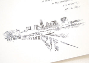 Austin, Texas Skyline Wedding Invitations Package (Sold in Sets of 10 Invitations, RSVP Cards + Envelopes)