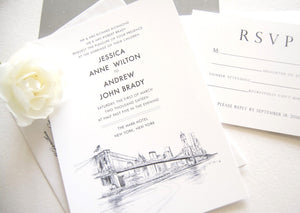 New York City Skyline Wedding Invitation, New York Wedding, NYC Wedding (Sold in Sets of 10 Invitations, RSVP Cards + Envelopes)