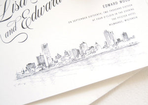 Milwaukee Skyline Wedding Invitation, Milwaukee Wedding, Invite, Invitations (Sold in Sets of 10 Invitations, RSVP Cards + Envelopes)