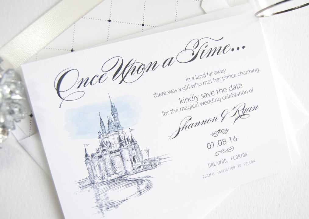 Disney World Save the Dates, Save the Date, Fairytale Wedding, Cinderella's Castle, Orlando Wedding Save the Date Cards (set of 25 cards)