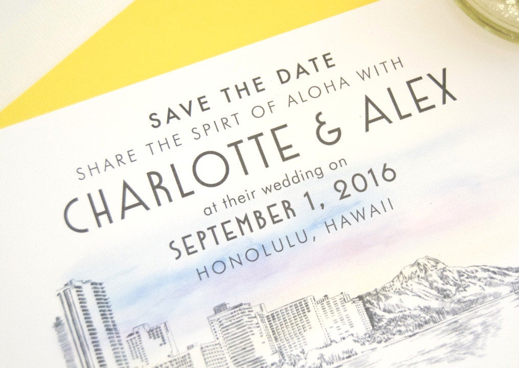 Hawaii Destination Wedding Save the Date Cards (set of 25 cards)