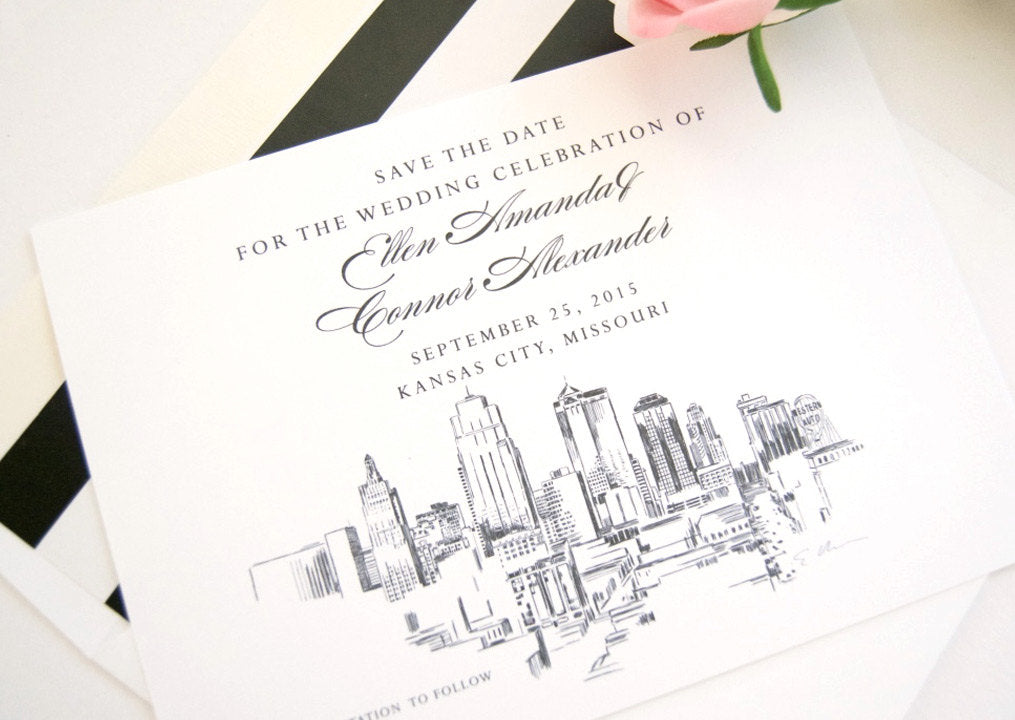 Kansas City Skyline Save the Date Cards (set of 25 cards)